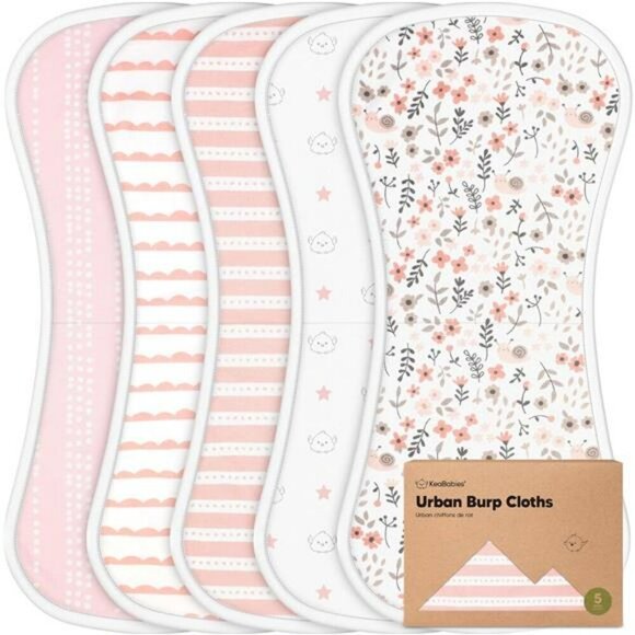 Organic Baby Burp Cloths Set Soft Absorbent Cotton Newborn Spit Up Towels - Picture 1 of 7
